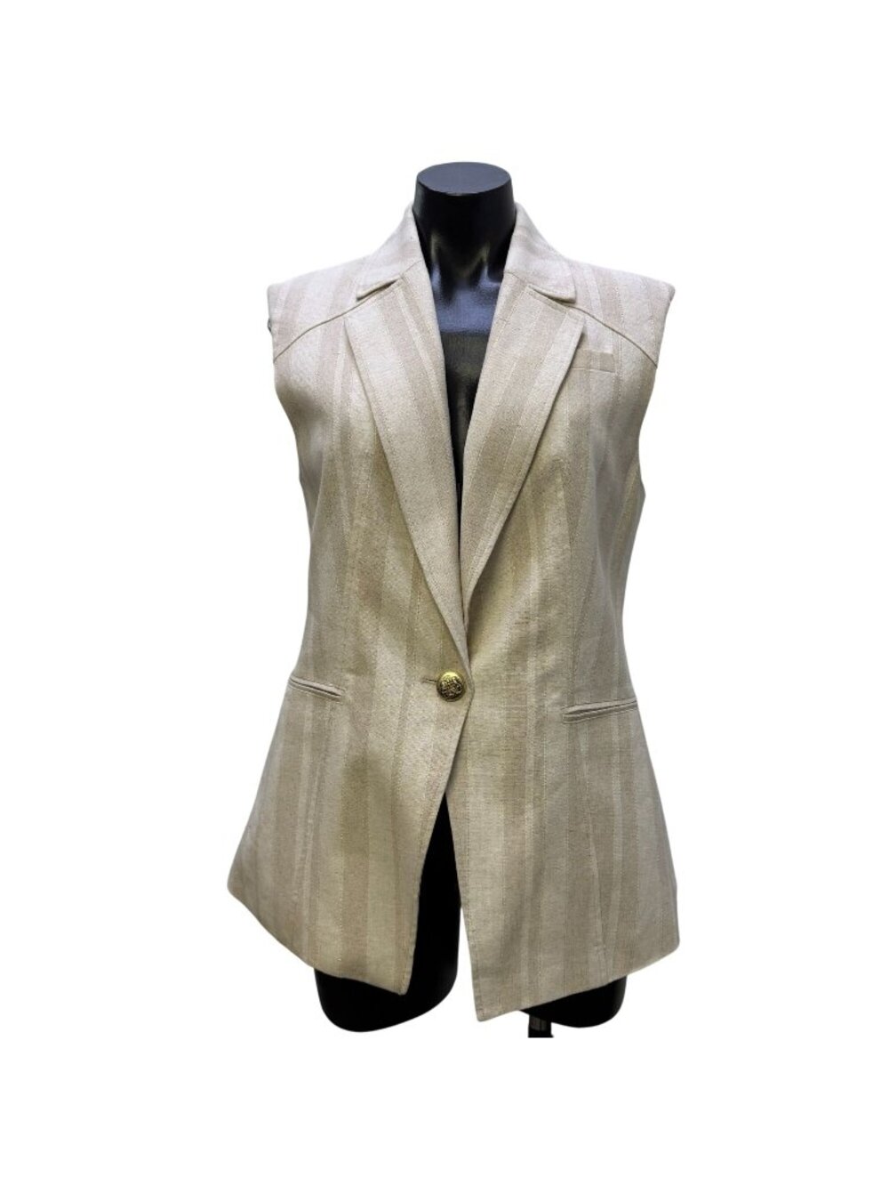 NWT Love Token Cheryl Khaki Cream Vest M